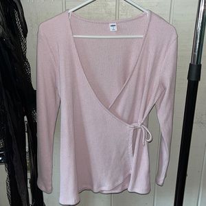 Pink Old Navy V-Neck Cross Tie Sweater